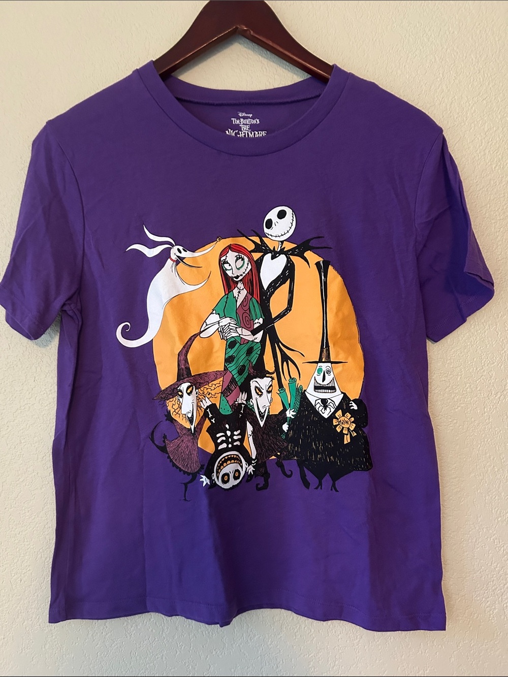 Disney Purple The Nightmare Before Christmas Character Jack and Sally Tee, Sz S